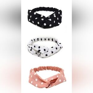 3pk Polka Dot Twisted Knot Headband
